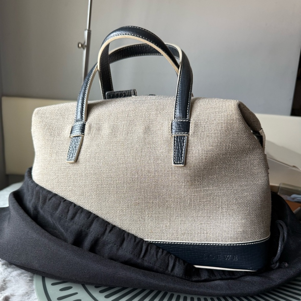 LOEWE Logo White Stitch Boston Bag and an original Loewe dust bag